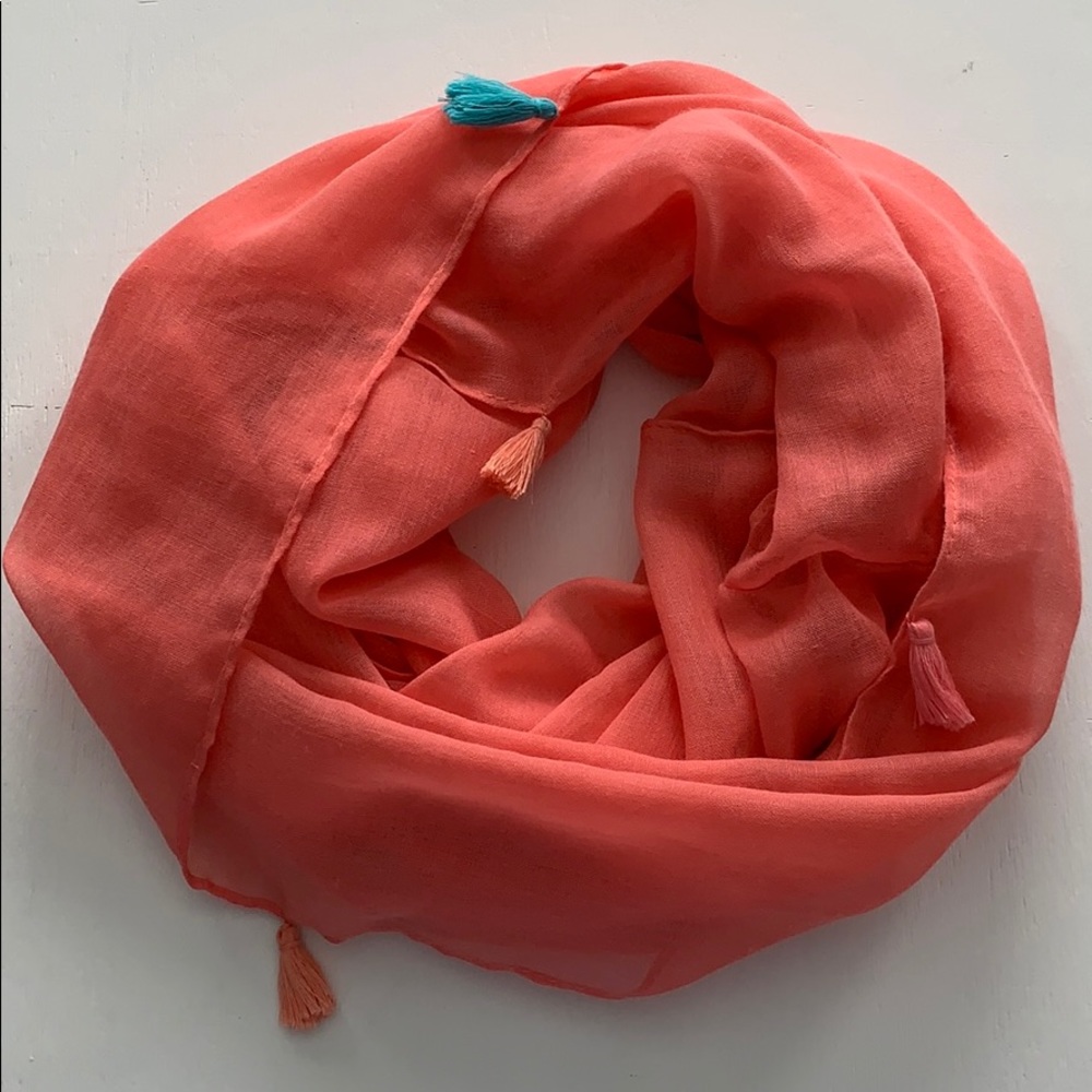 Infinity Scarf Lightweight Coral with Tassels
